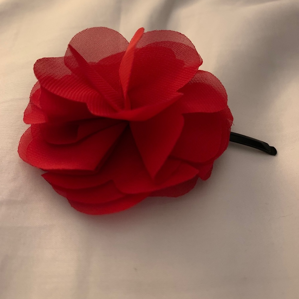 J.Crew flower hair bobby pin in orange-red